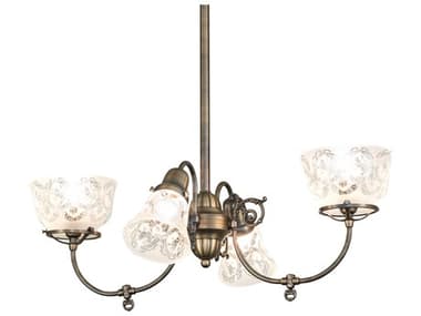 Meyda Revival Gas & Electric 4-Light Antique Brass Chandelier MY279290
