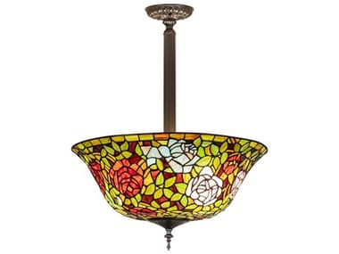 Meyda Tiffany Rosebush 3-Light Bronze Traditional Bowl Pendant MY280149