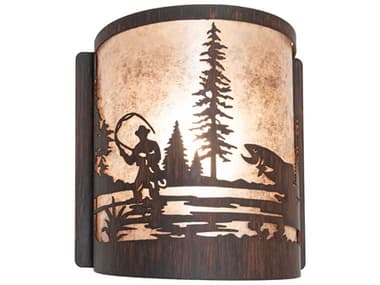Meyda Fly Fishing 1-Light Driftwood Brown Wall Sconce MY281098