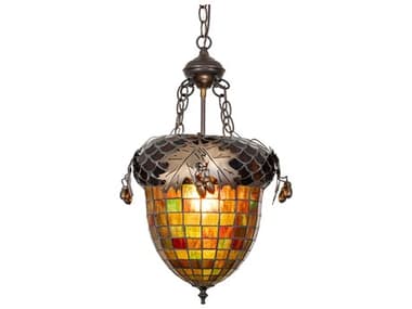 Meyda Oak Leaf and Acorn 1-Light Antique Copper Pendant MY281362