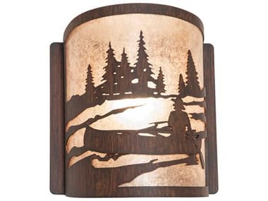 Meyda Canoe At Lake 1-Light Driftwood Brown Wall Sconce MY281609