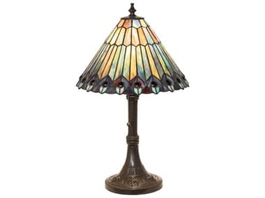 Meyda Tiffany Jeweled Peacock 1-Light Timeless Bronze Table Lamp MY282077