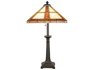 Meyda Prairie Straw 3-Light Mahogany Bronze Buffet Lamp MY282185