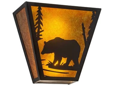 Meyda Bear Creek 2-Light Textured Black Wall Sconce MY284483