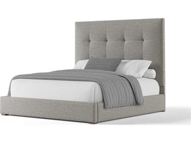 Nativa Interiors Moyra Button Tufted 67'' High Gray Upholstered Queen Panel Bed NAIBEDMOYRABTNMID