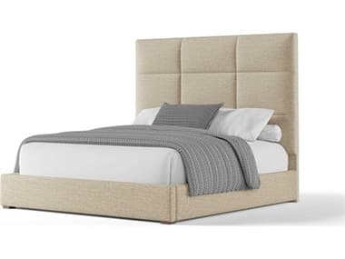 Nativa Interiors Moyra Square Tufted 67'' High Beige Upholstered Queen Panel Bed NAIBEDMOYRASQMID