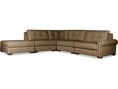 Nativa Interiors Sylviane Buttoned Fabric 5 - Pieces Modular Sectional Sofa with Ottoman NAISECSYLVBTNAR15PCPFBROWN