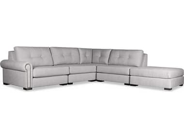 Nativa Interiors Sylviane Buttoned Fabric 5 - Pieces Modular Sectional Sofa with Ottoman NAISECSYLVBTNAR25PCPFGREY