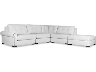 Nativa Interiors Sylviane Buttoned Fabric 5 - Pieces Modular Sectional Sofa with Ottoman NAISECSYLVBTNAR25PCPFWHITE
