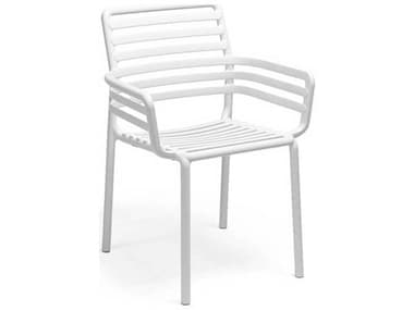 Nardi Doga Fiberglass Resin Bianco Stackable Dining Arm Chair NAR4025400000