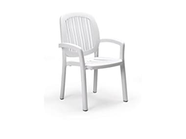 Nardi Ponza Fiberglass Resin Bianco Stackable Dining Arm Chair NAR4026800000