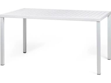 Nardi Libeccio Wrought Iron White 63-86.6''W x 39''D Rectangular Extendable Dining Table with Umbrella Hole NAR4755300000