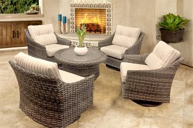 Forever Patio Aberdeen Wicker Rye 5 Piece Lounge Set NCFPABE5CHATRYE