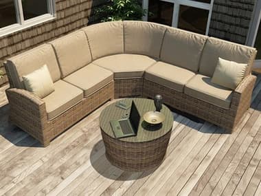Forever Patio Cypress Wicker Heather Thick 4 Piece Sectional Lounge Set NCFPCYP4SEC45HR