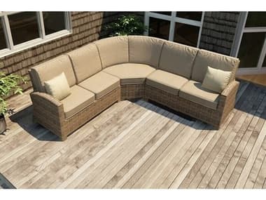 Forever Patio Cypress Wicker Heather Thick 4 Piece 45 Degree Sectional Lounge Set NCFPCYP4SEC45HTT