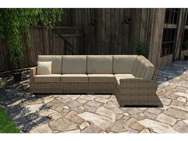 Forever Patio Cypress Wicker Heather Thick 4 Piece 90 Degree Sectional Lounge Set NCFPCYP4SEC90HTT