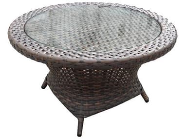Forever Patio Horizon Wicker Bronze Smoke 34'' Round Glass Top Coffee Table NCFPHORCTRNDBS