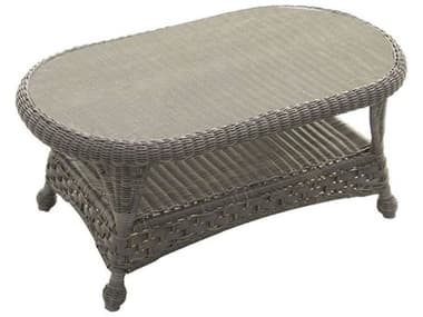 Forever Patio Traverse Wicker Silver 40''W x 22''D Oval Glass Top Coffee Table NCFPTRACTOVALSIL