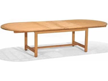 Forever Patio Universal Teak 87-114''W x 41''D Oval Extension Dining Table with Umbrella Hole NCFPUNIT2010DT87TK