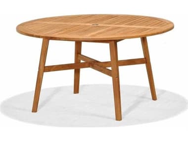 Forever Patio Universal Teak 55'' Round Dining Table with Umbrella Hole NCFPUNIT2030DT55TK