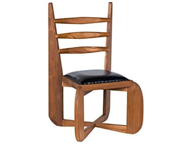 Noir Leather Teak Wood Black Upholstered Side Dining Chair NOIAE214T