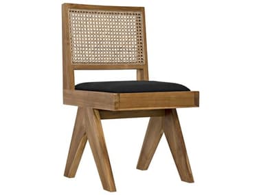 Noir Teak Wood Black Fabric Upholstered Side Dining Chair NOIAE246T