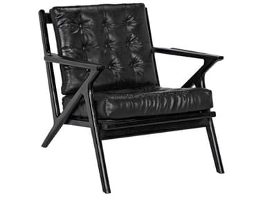 Noir Furniture Black Leather / Charcoal Accent Chair NOIAE248CHB