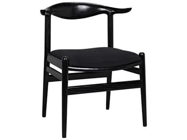 Noir Sungkai Wood Black Fabric Upholstered Side Dining Chair NOIAE267CHB