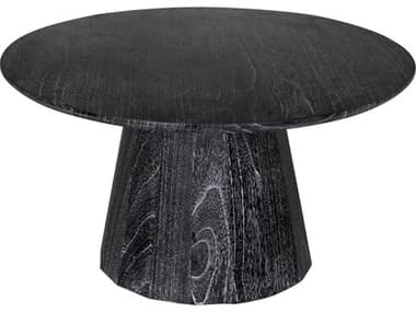 Noir Harlow Round Wood Cinder Black Coffee Table NOIAE336CB