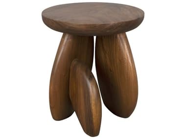 Noir Boko Round Wood End Table NOIAE360T