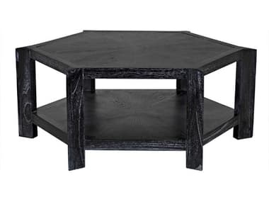 Noir Yuhuda 46" Hexagon Wood Cinder Black Coffee Table NOIAE80CB
