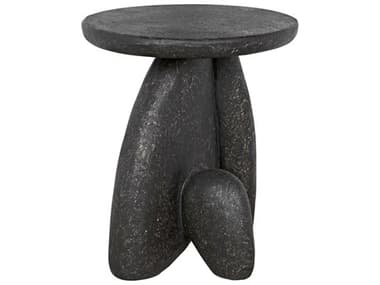 Noir Round Black Fiber Cement End Table NOIAR299BF