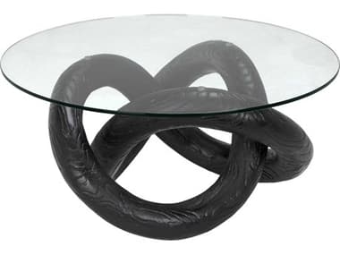 Noir Phobos Round Glass Black Coffee Table NOIAR311BBF