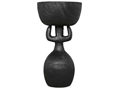 Noir Round Wood Burnt Black End Table NOIAW49BB