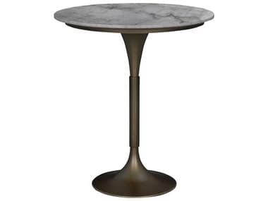 Noir Jman Aged Brass Round Marble Bar Table NOIGBAR007AB36