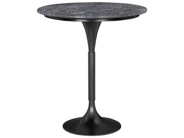 Noir Jman Matte Black Round Marble Bar Table NOIGBAR007MTB36