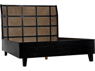 Noir Hand Rubbed Black Brown Mahogany Wood Queen Panel Bed NOIGBED133QHBA