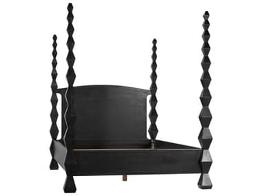 Noir Black Mahogany Wood Queen Four Poster Bed NOIGBED135QHB