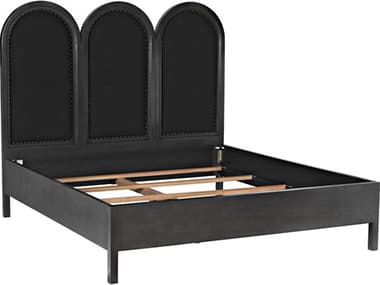 Noir Black Pale Mahogany Wood King Panel Bed NOIGBED137EKP