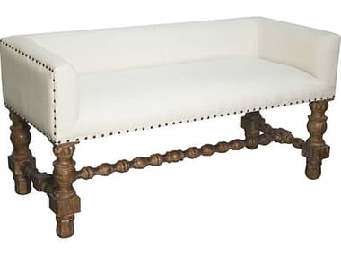 Noir Furniture Living Room Accents Grey Wash / White Cotton Accent Bench NOIGBEN112GW