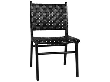 Noir Leather Teak Wood Black Upholstered Side Dining Chair NOIGCHA277B