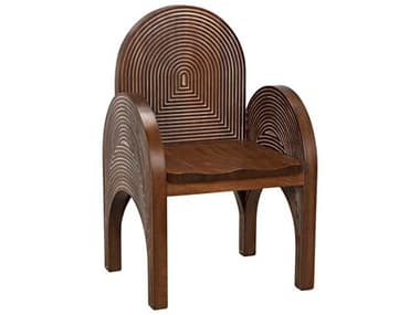 Noir Walnut Wood Brown Arm Dining Chair NOIGCHA302DW