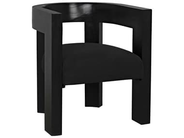 Noir Mahogany Wood Black Fabric Upholstered Arm Dining Chair NOIGCHA306HB
