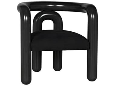 Noir Mahogany Wood Black Fabric Upholstered Arm Dining Chair NOIGCHA307P