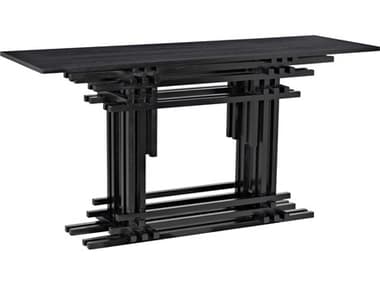 Noir Loyd Rectangular Wood Hand Rubbed Black Console Table NOIGCON339HB