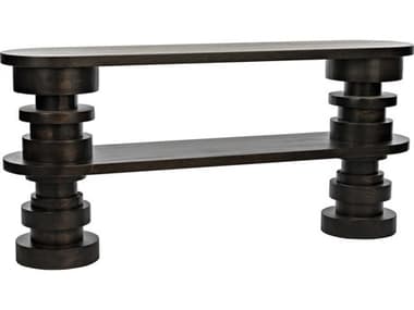 Noir Furniture Fuller Ebony Walnut 64'' Wide Oval Console Table NOIGCON361EB