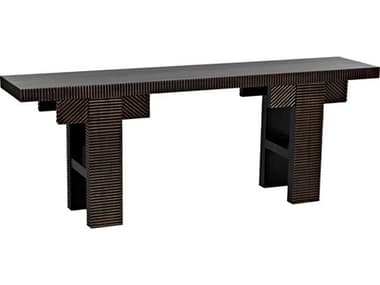 Noir 82" Rectangular Wood Black With Light Brown Trim Console Table NOIGCON387HB