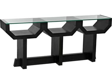 Noir 75" Rectangular Glass Black Console Table NOIGCON397HB