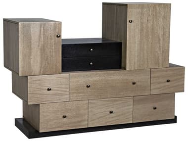 Noir 65" Wide Washed Walnut Black Wood Accent Chest NOIGCON416WAW