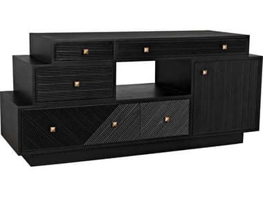 Noir 70" Wide Charcoal Black Mahogany Wood Accent Chest NOIGCON417CH